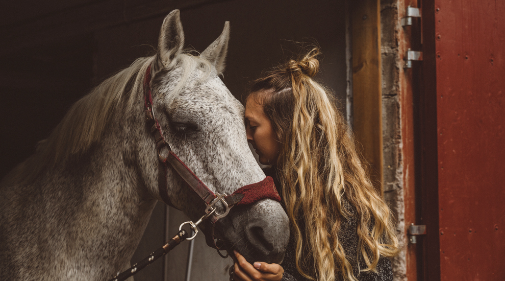 Bild på häst och tjej
